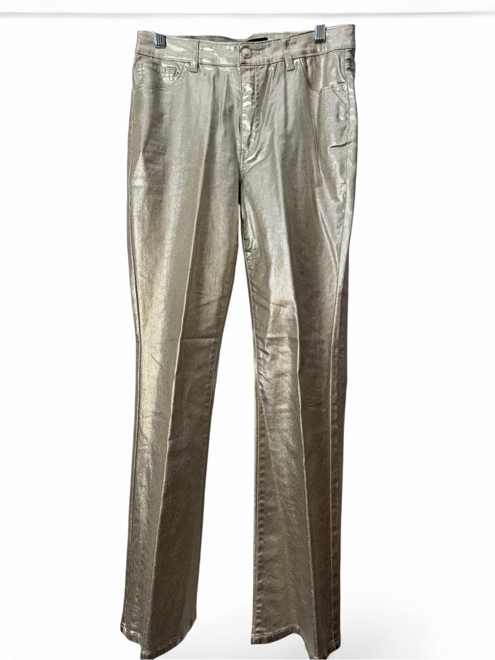 Metallic Gold Ladies Straight-Leg Pants